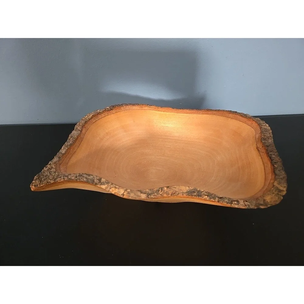Live Edge Rustic Wood Bowl Hand Carved ‎ Natural Edge ~11